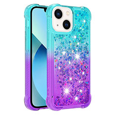 Custodia Silicone Cover Morbida Bling-Bling S02 per Apple iPhone 14 Cielo Blu