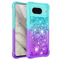 Custodia Silicone Cover Morbida Bling-Bling S02 per Google Pixel 8 5G Cielo Blu