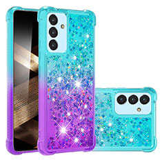 Custodia Silicone Cover Morbida Bling-Bling S02 per Samsung Galaxy A15 5G Cielo Blu