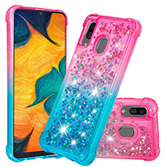 Custodia Silicone Cover Morbida Bling-Bling S02 per Samsung Galaxy A30 Rosa