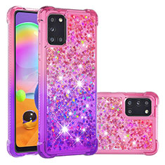 Custodia Silicone Cover Morbida Bling-Bling S02 per Samsung Galaxy A31 Rosa Caldo