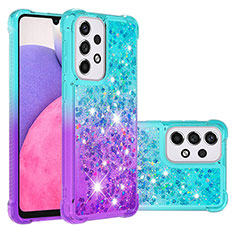 Custodia Silicone Cover Morbida Bling-Bling S02 per Samsung Galaxy A33 5G Cielo Blu