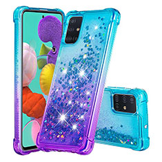 Custodia Silicone Cover Morbida Bling-Bling S02 per Samsung Galaxy A51 4G Cielo Blu