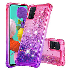 Custodia Silicone Cover Morbida Bling-Bling S02 per Samsung Galaxy A51 5G Rosa Caldo