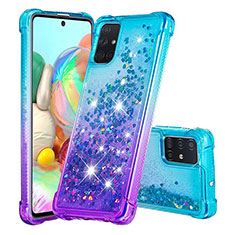 Custodia Silicone Cover Morbida Bling-Bling S02 per Samsung Galaxy A71 4G A715 Cielo Blu