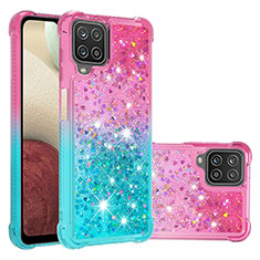 Custodia Silicone Cover Morbida Bling-Bling S02 per Samsung Galaxy F12 Rosa
