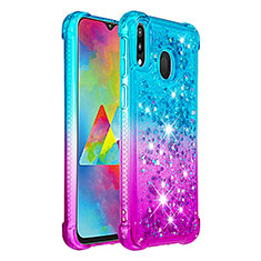 Custodia Silicone Cover Morbida Bling-Bling S02 per Samsung Galaxy M20 Cielo Blu