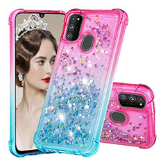 Custodia Silicone Cover Morbida Bling-Bling S02 per Samsung Galaxy M21 Rosa