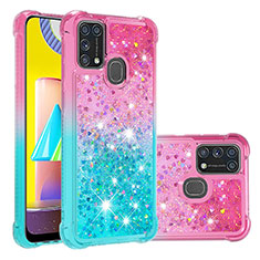 Custodia Silicone Cover Morbida Bling-Bling S02 per Samsung Galaxy M31 Prime Edition Rosa