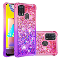 Custodia Silicone Cover Morbida Bling-Bling S02 per Samsung Galaxy M31 Rosa Caldo