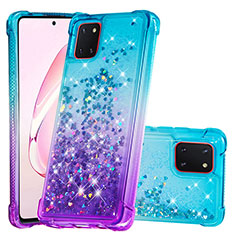 Custodia Silicone Cover Morbida Bling-Bling S02 per Samsung Galaxy M60s Cielo Blu