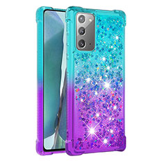 Custodia Silicone Cover Morbida Bling-Bling S02 per Samsung Galaxy Note 20 5G Cielo Blu
