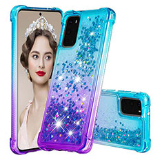Custodia Silicone Cover Morbida Bling-Bling S02 per Samsung Galaxy S20 5G Cielo Blu