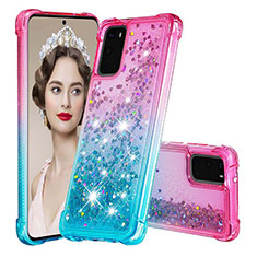 Custodia Silicone Cover Morbida Bling-Bling S02 per Samsung Galaxy S20 5G Rosa