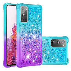 Custodia Silicone Cover Morbida Bling-Bling S02 per Samsung Galaxy S20 FE (2022) 5G Cielo Blu