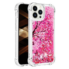 Custodia Silicone Cover Morbida Bling-Bling S03 per Apple iPhone 14 Pro Rosa Caldo