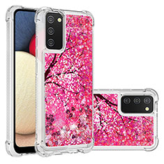 Custodia Silicone Cover Morbida Bling-Bling S03 per Samsung Galaxy A02s Rosa Caldo