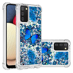 Custodia Silicone Cover Morbida Bling-Bling S03 per Samsung Galaxy A03s Blu