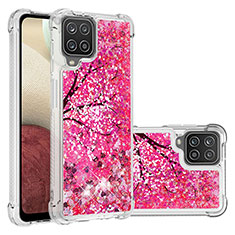 Custodia Silicone Cover Morbida Bling-Bling S03 per Samsung Galaxy A12 Nacho Rosa Caldo