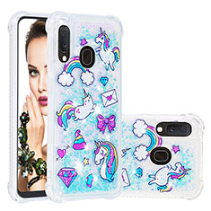 Custodia Silicone Cover Morbida Bling-Bling S03 per Samsung Galaxy A20e Cielo Blu