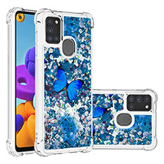 Custodia Silicone Cover Morbida Bling-Bling S03 per Samsung Galaxy A21s Blu