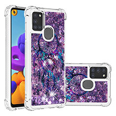 Custodia Silicone Cover Morbida Bling-Bling S03 per Samsung Galaxy A21s Viola