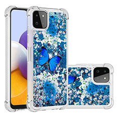Custodia Silicone Cover Morbida Bling-Bling S03 per Samsung Galaxy A22 5G Blu