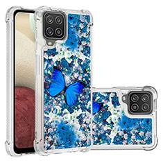 Custodia Silicone Cover Morbida Bling-Bling S03 per Samsung Galaxy F12 Blu