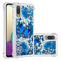 Custodia Silicone Cover Morbida Bling-Bling S03 per Samsung Galaxy M02 Blu