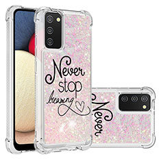 Custodia Silicone Cover Morbida Bling-Bling S03 per Samsung Galaxy M02s Rosa