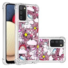 Custodia Silicone Cover Morbida Bling-Bling S03 per Samsung Galaxy M02s Rosso