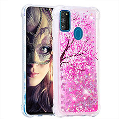 Custodia Silicone Cover Morbida Bling-Bling S03 per Samsung Galaxy M21 Rosa Caldo