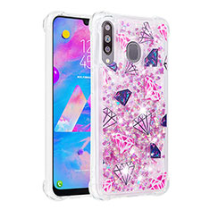 Custodia Silicone Cover Morbida Bling-Bling S03 per Samsung Galaxy M30 Rosa Caldo