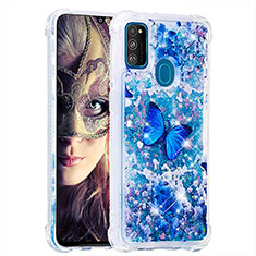 Custodia Silicone Cover Morbida Bling-Bling S03 per Samsung Galaxy M30s Blu