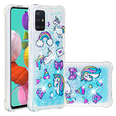 Custodia Silicone Cover Morbida Bling-Bling S03 per Samsung Galaxy M40S Cielo Blu