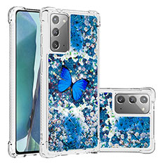 Custodia Silicone Cover Morbida Bling-Bling S03 per Samsung Galaxy Note 20 5G Blu