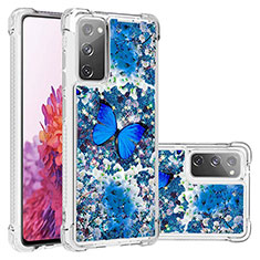 Custodia Silicone Cover Morbida Bling-Bling S03 per Samsung Galaxy S20 FE (2022) 5G Blu