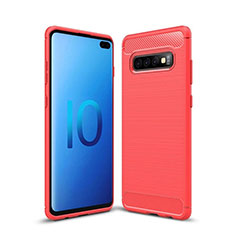 Custodia Silicone Cover Morbida Line C01 per Samsung Galaxy S10 Plus Rosso