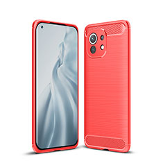 Custodia Silicone Cover Morbida Line C01 per Xiaomi Mi 11 Lite 4G Rosso