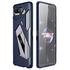 Custodia Silicone Cover Morbida Spigato per Asus ROG Phone 5 ZS673KS Blu