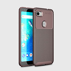 Custodia Silicone Cover Morbida Spigato per Google Pixel 3a Marrone