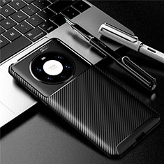 Custodia Silicone Cover Morbida Spigato per Huawei Mate 40 Pro+ Plus Nero