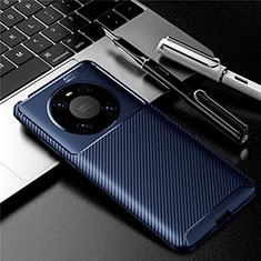Custodia Silicone Cover Morbida Spigato per Huawei Mate 40E 4G Blu