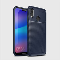 Custodia Silicone Cover Morbida Spigato per Huawei Nova 3e Blu