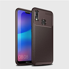 Custodia Silicone Cover Morbida Spigato per Huawei Nova 3e Marrone