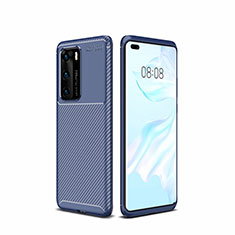 Custodia Silicone Cover Morbida Spigato per Huawei P40 Blu