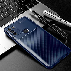 Custodia Silicone Cover Morbida Spigato per Motorola Moto G50 Blu