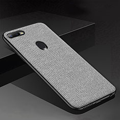 Custodia Silicone Cover Morbida Spigato per Oppo A7 Grigio