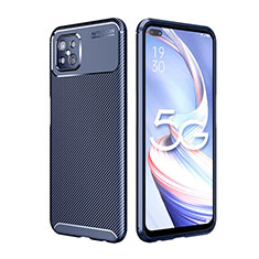 Custodia Silicone Cover Morbida Spigato per Oppo Reno4 Z 5G Blu