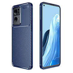 Custodia Silicone Cover Morbida Spigato per Oppo Reno7 Pro 5G Blu